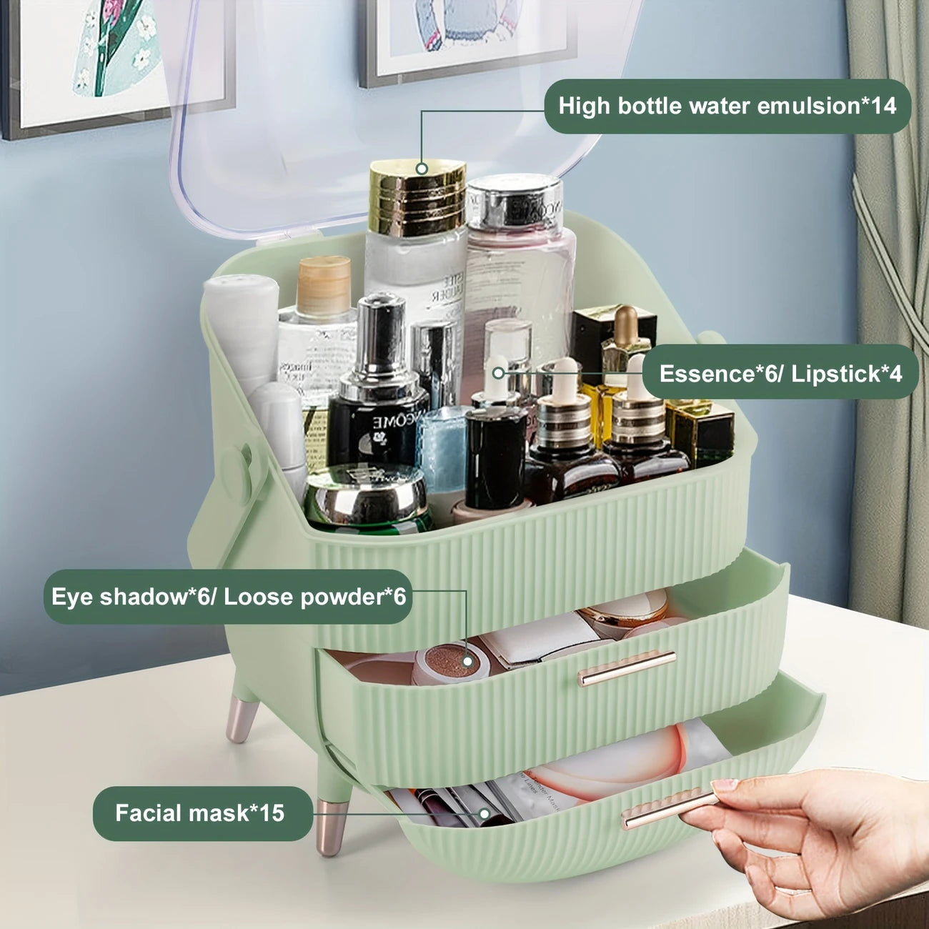 Make up Organizer and Storage, Organizer for Vanity, Cosmetic Display Case