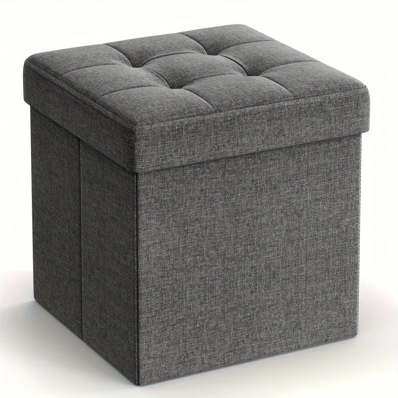 11.8" Folding Storage Ottoman Bench - Synthetic Faux Leather Cube Footstool with Storage, Holds Up to 660 lbs, Perfect for Bedroom, Dorm, or Living Room