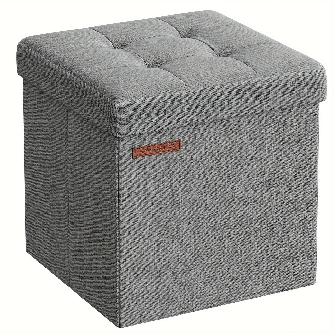 11.8" Folding Storage Ottoman Bench - Synthetic Faux Leather Cube Footstool with Storage, Holds Up to 660 lbs, Perfect for Bedroom, Dorm, or Living Room