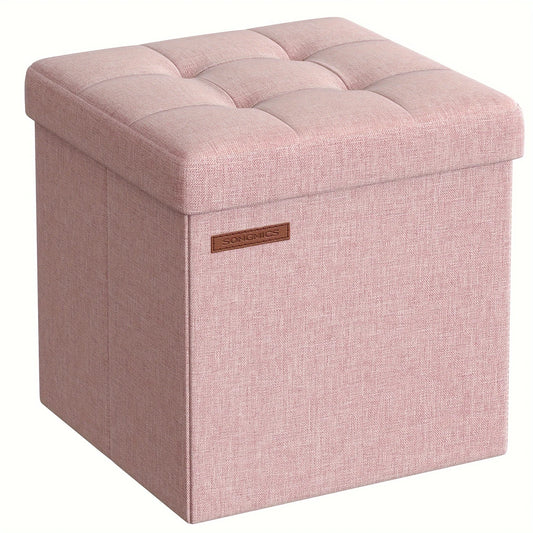 11.8" Folding Storage Ottoman Bench - Synthetic Faux Leather Cube Footstool with Storage, Holds Up to 660 lbs, Perfect for Bedroom, Dorm, or Living Room