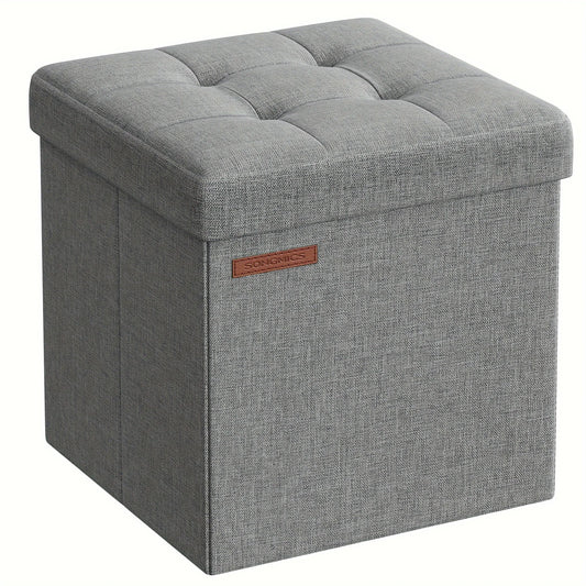 11.8" Folding Storage Ottoman Bench - Synthetic Faux Leather Cube Footstool with Storage, Holds Up to 660 lbs, Perfect for Bedroom, Dorm, or Living Room